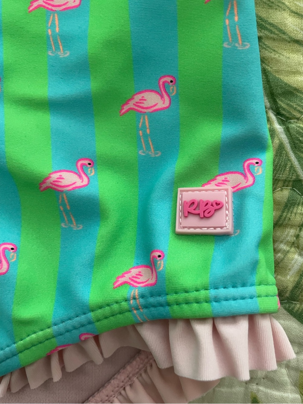 Neon One Shoulder One Piece Swimsuit for Girls by RuffleButts. Size 7 - Picture 7 of 9